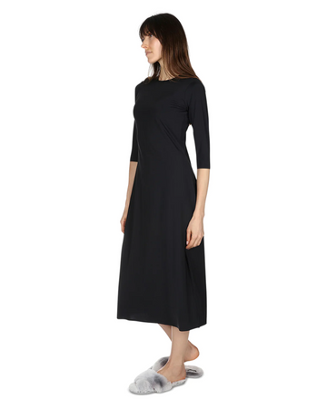 Me Moi CSP504-48 Black Bonded 3/4 Sleeve Shell Dress 48" myselflingerie.com
